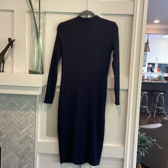 Madewell Ribbed Navy MIDI Dress - Picture 8 of 10